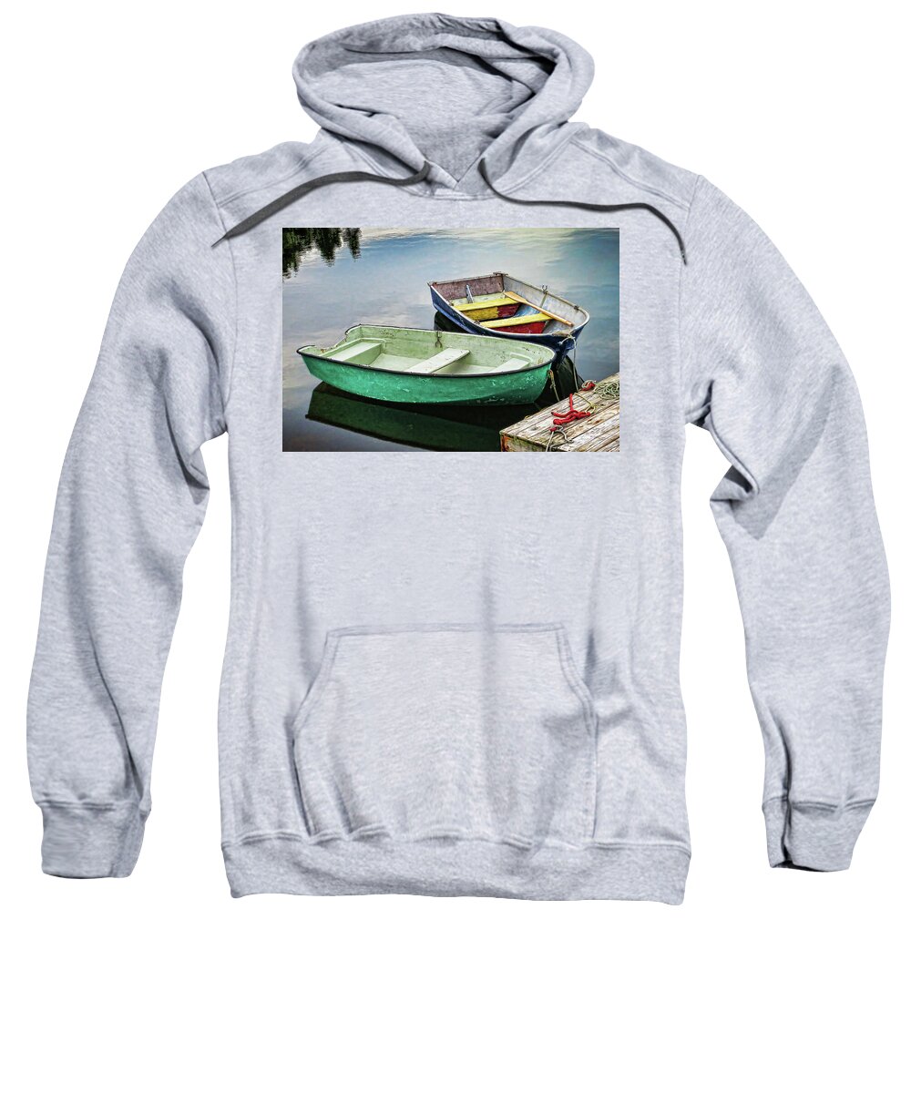 Two Sweatshirt featuring the photograph Two rowboats in Nova Scotia by Tatiana Travelways