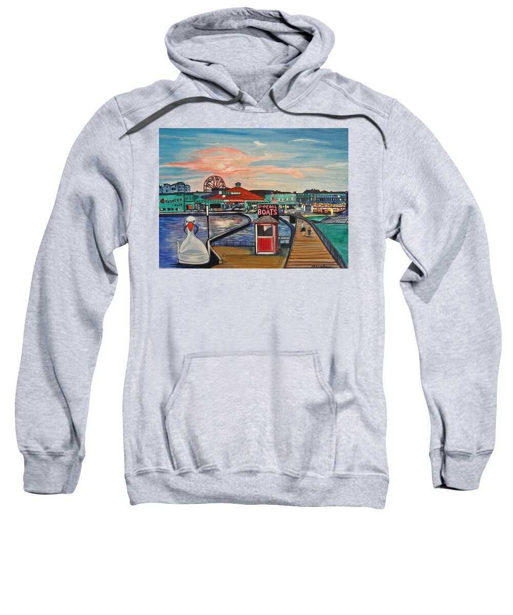 Asbury Art Sweatshirt featuring the painting U-Pedal the Boat by Patricia Arroyo