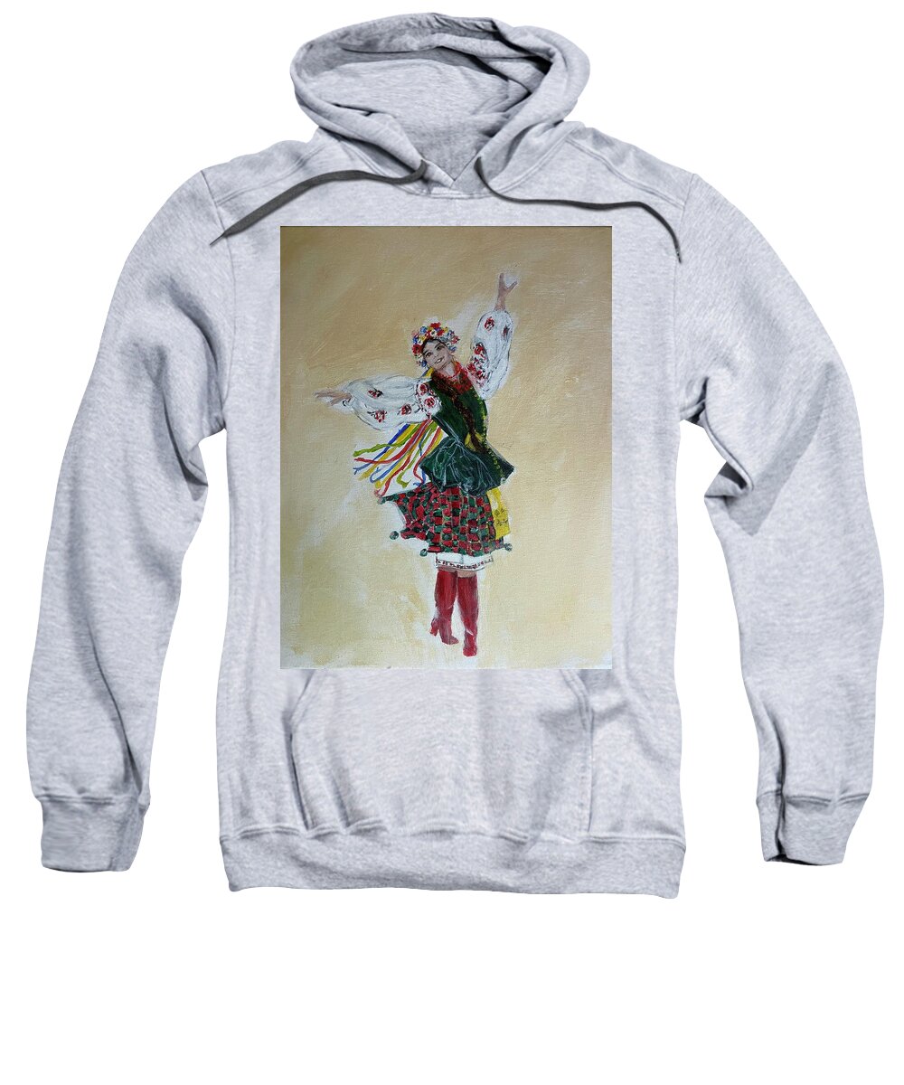 Oregon Sweatshirt featuring the painting Ukrainian Girl Dancer by Denice Palanuk Wilson