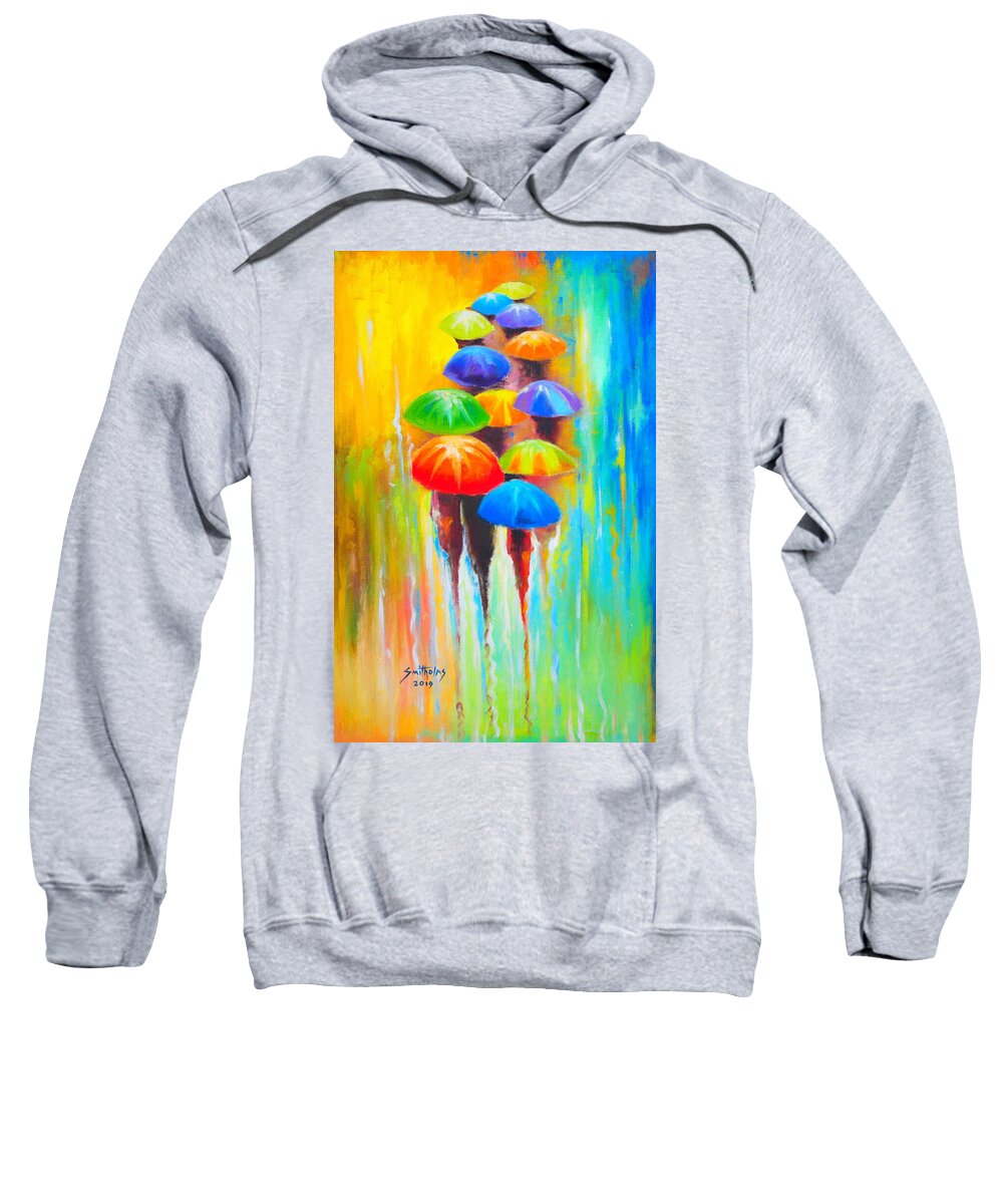 Living Room Sweatshirt featuring the painting Umbrella Series by Olaoluwa Smith