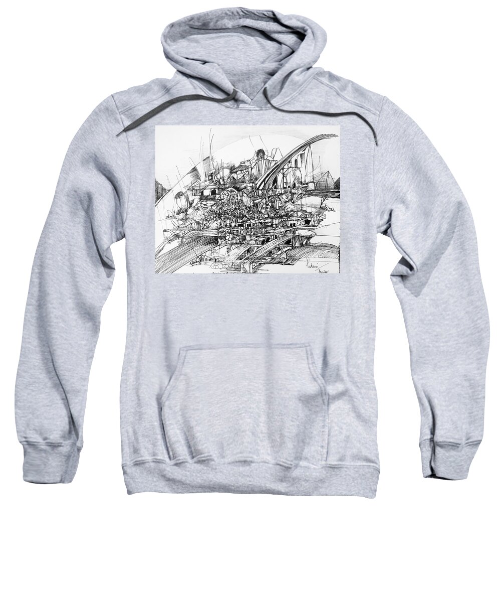  Sweatshirt featuring the painting Urban Chaos by Padamvir Singh