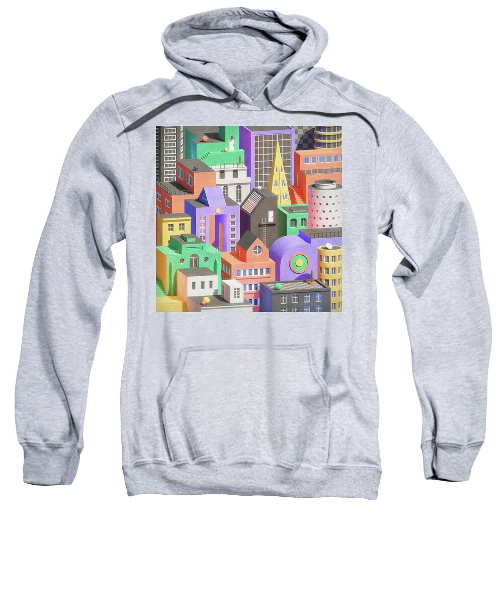 City Sweatshirt featuring the digital art Urban planning 2 by Bespoke Cube