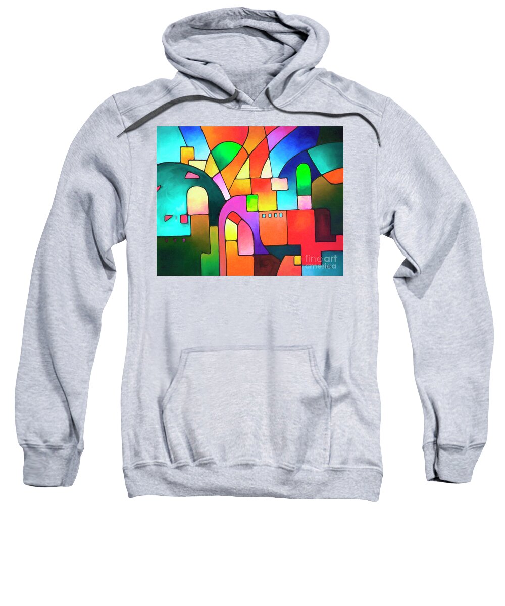 City Sweatshirt featuring the painting Urbanity by Sally Trace
