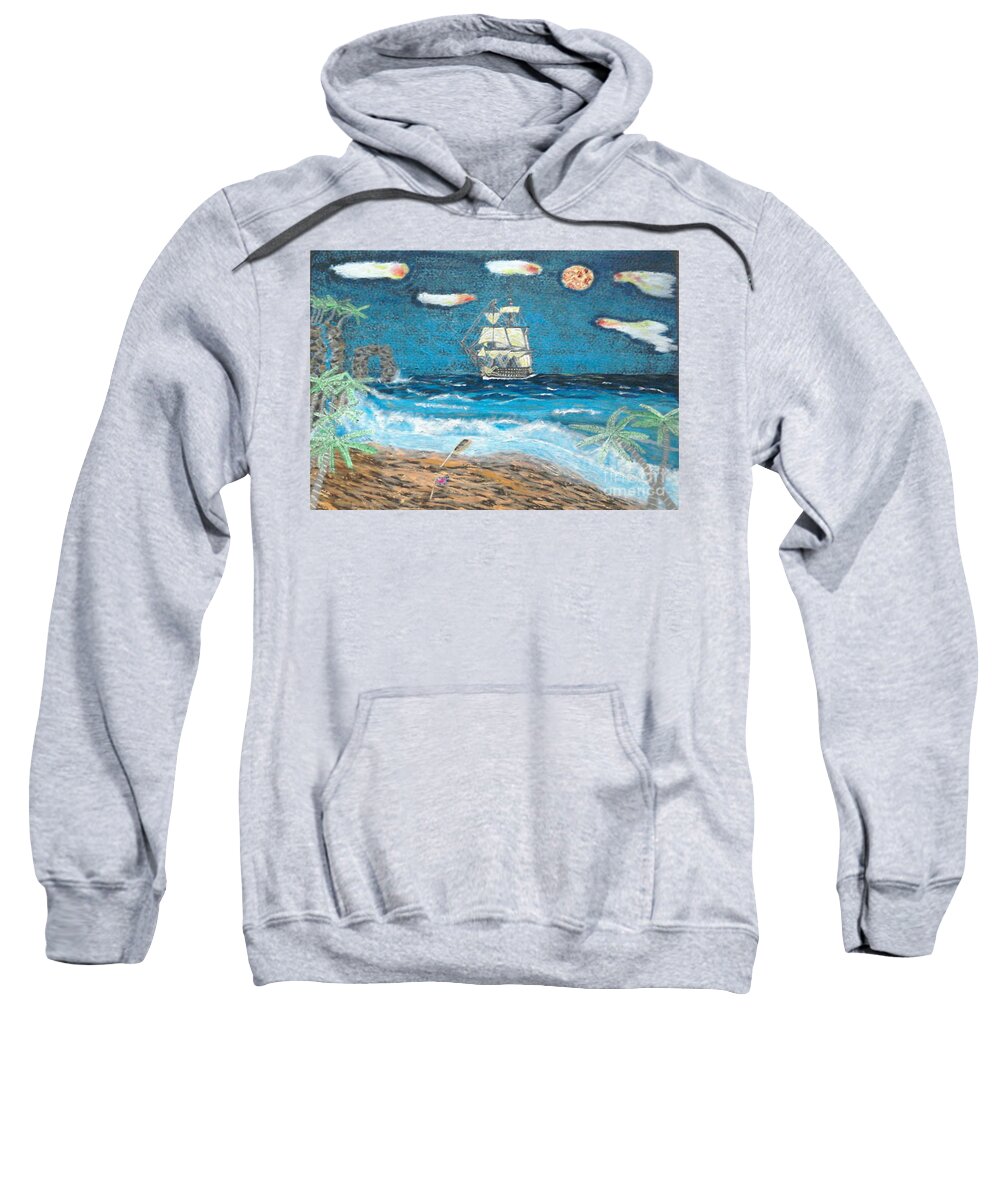 Hms Victory Sweatshirt featuring the painting Victory in Paradise by David Westwood