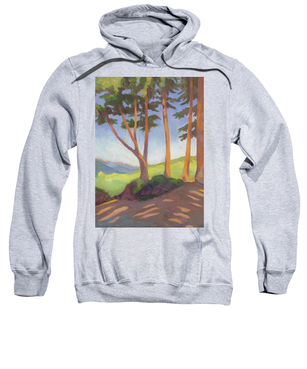 Landscape Sweatshirt featuring the painting View from Legion of Honor Museum by Linda Ruiz-Lozito