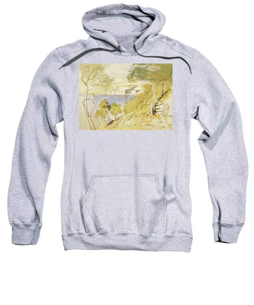 Villefranche Sweatshirt featuring the painting Villefranche, 1865 by Edward Lear