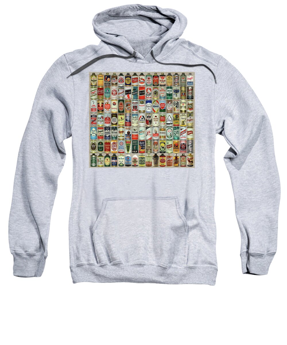 Collection Sweatshirt featuring the photograph Vintage Beer Can Collection by Pheasant Run Gallery