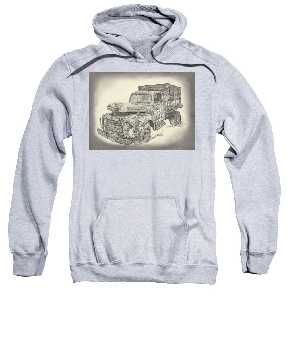 Vintage Sweatshirt featuring the drawing Vintage Ford by Michelle Garlock