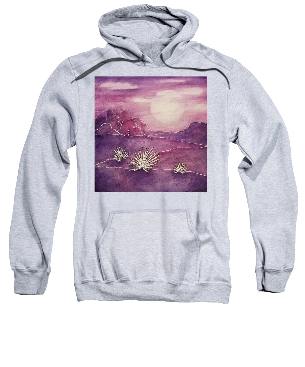 Landscape Sweatshirt featuring the mixed media Violet Moon by Terry Ann Morris