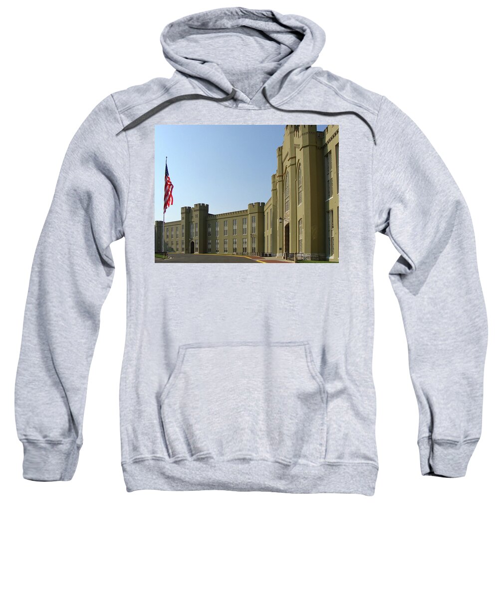 Barracks Sweatshirt featuring the photograph VMI Barracks by Deb Beausoleil