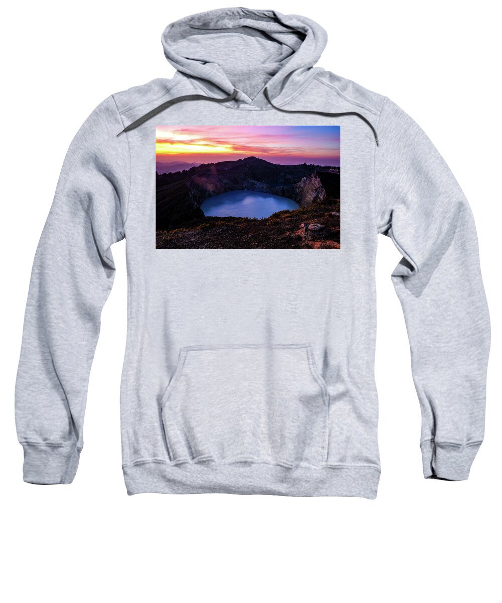 Volcano Sweatshirt featuring the photograph The Fire Of Heaven - Mount Kelimutu, Flores. Indonesia by Earth And Spirit