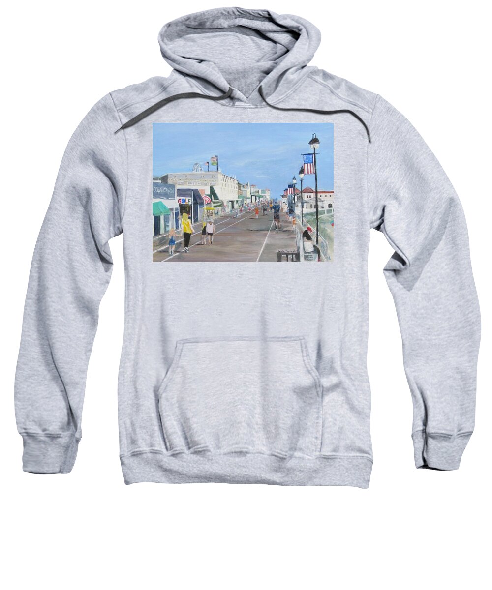 Painting Sweatshirt featuring the painting Walking The Boards by Paula Pagliughi