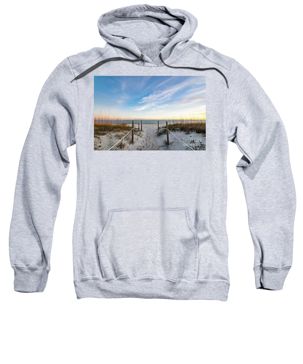 Golden Hour Sweatshirt featuring the photograph Walkway to the Beach at Golden Hour by Beachtown Views