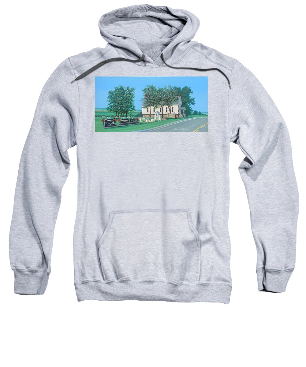 Landscape Sweatshirt featuring the painting Washington Creek Church and Cemetery by George Lightfoot