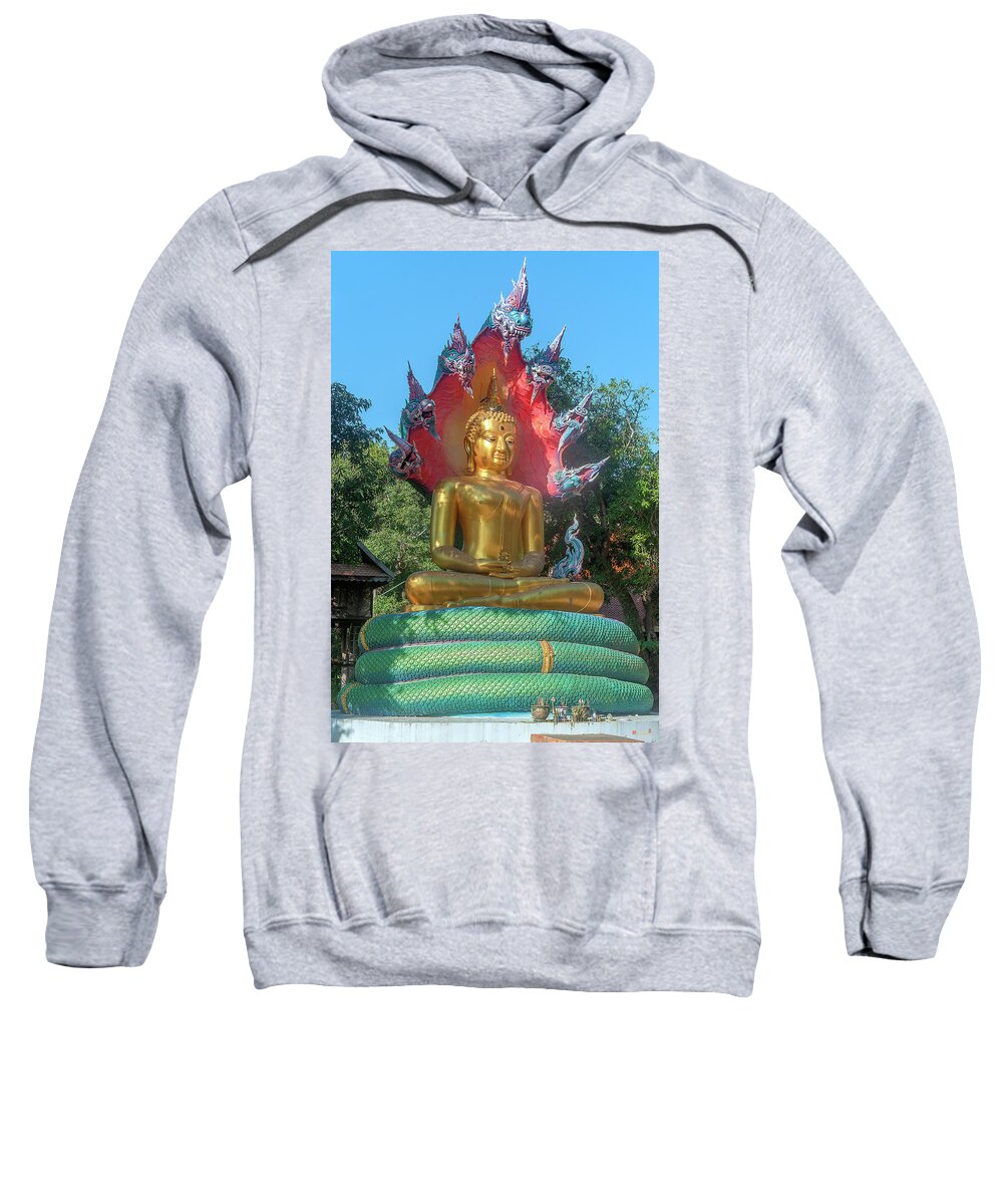 Scenic Sweatshirt featuring the photograph Wat Burapa Buddha Image on Naga Throne DTHU1397 by Gerry Gantt