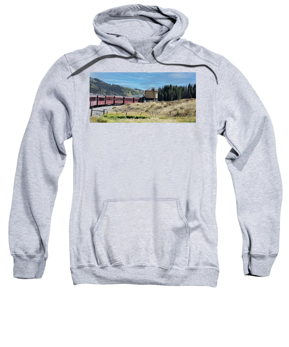 Train Sweatshirt featuring the photograph Water Stop by Steve Templeton