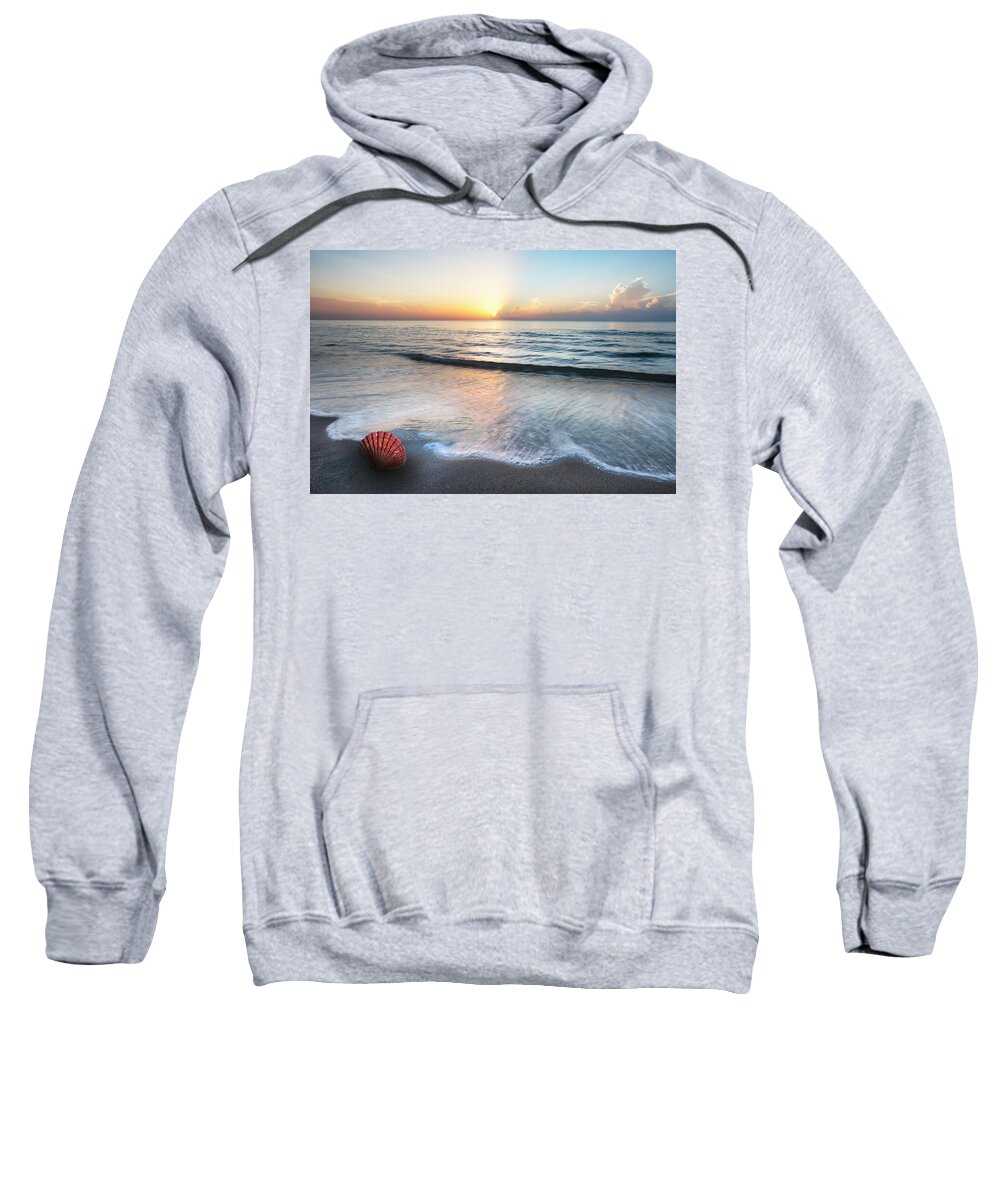Clouds Sweatshirt featuring the photograph Waves and Shells by Debra and Dave Vanderlaan