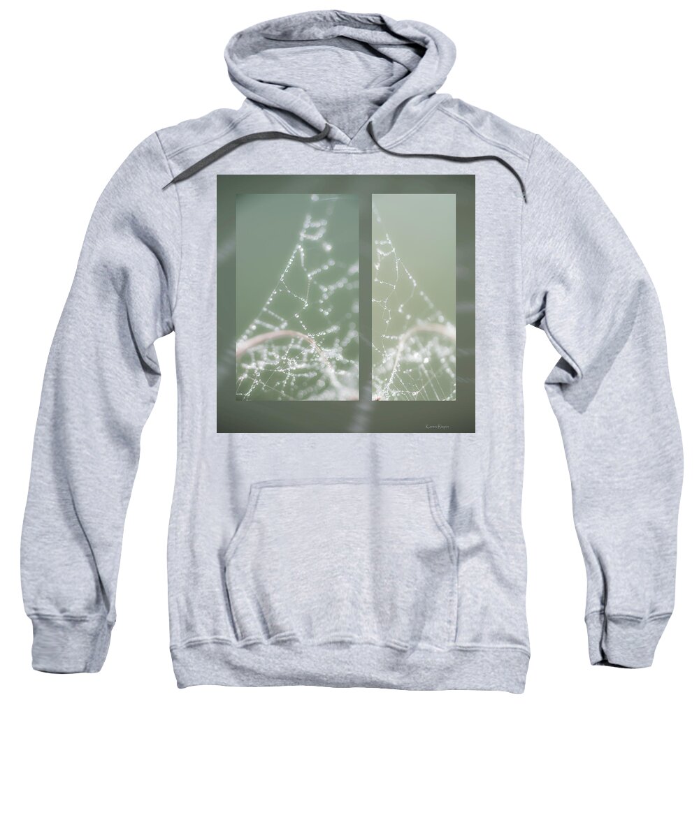 Web Sweatshirt featuring the photograph Web With Dew by Karen Rispin