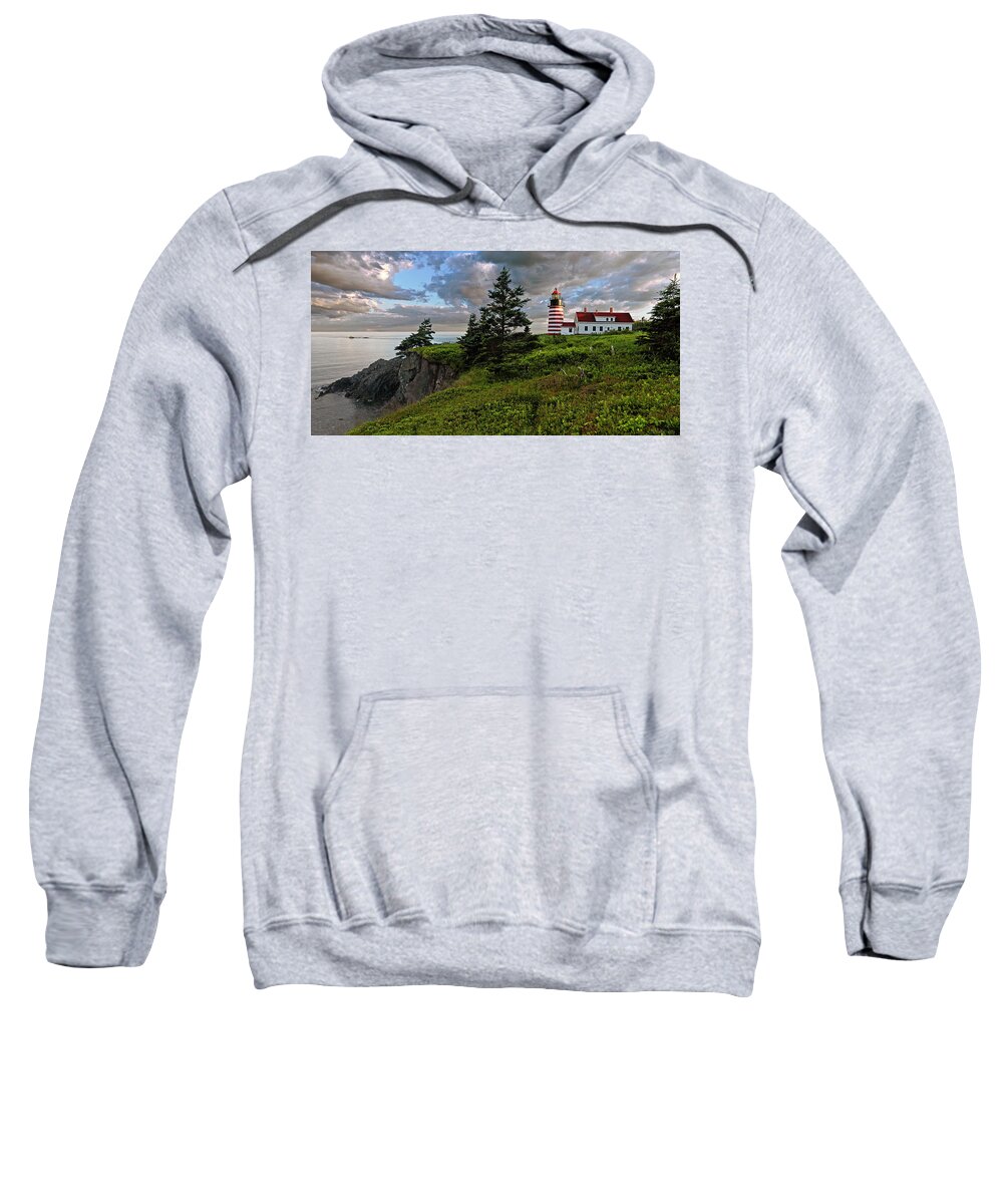 Lighthouse Sweatshirt featuring the photograph West Quoddy Head Lighthouse Panorama by Marty Saccone
