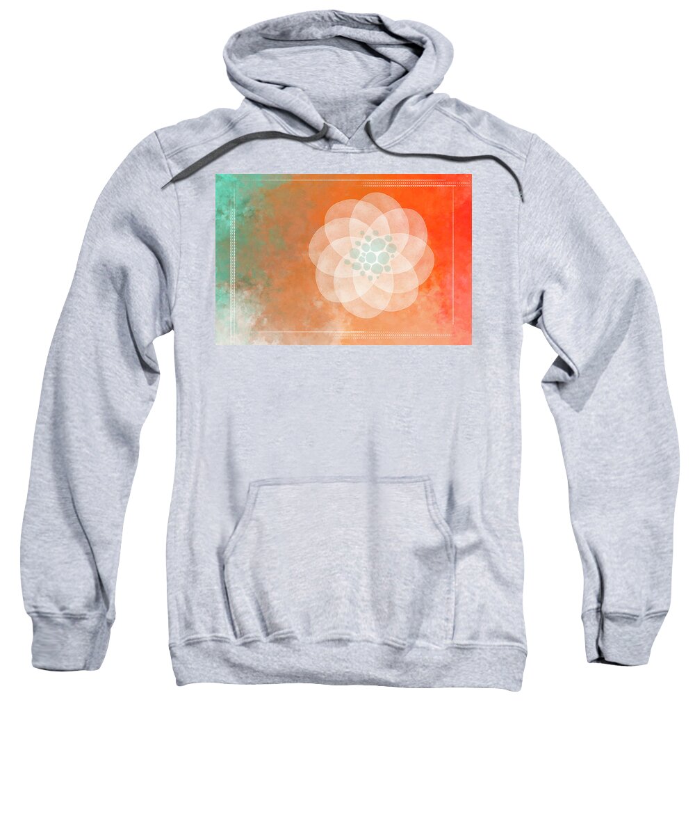Abstract Art Sweatshirt featuring the digital art White Flower On A Red Background by Irene Moriarty