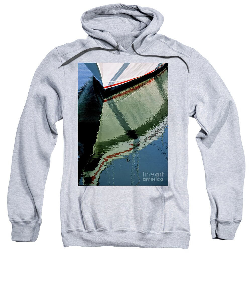  Reflect Sweatshirt featuring the photograph White Hull on the Water by William Kuta