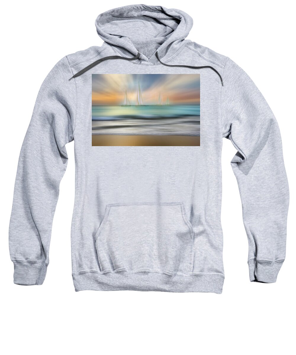 Boats Sweatshirt featuring the photograph White Sails Dreamscape by Debra and Dave Vanderlaan