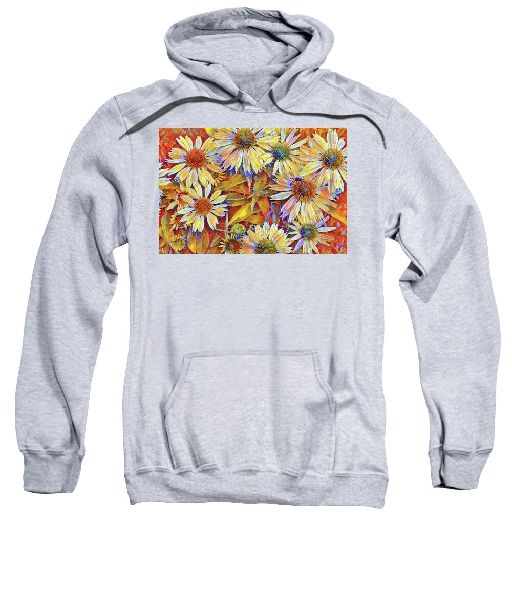 White Sweatshirt featuring the painting White summer flowers by Patricia Piotrak