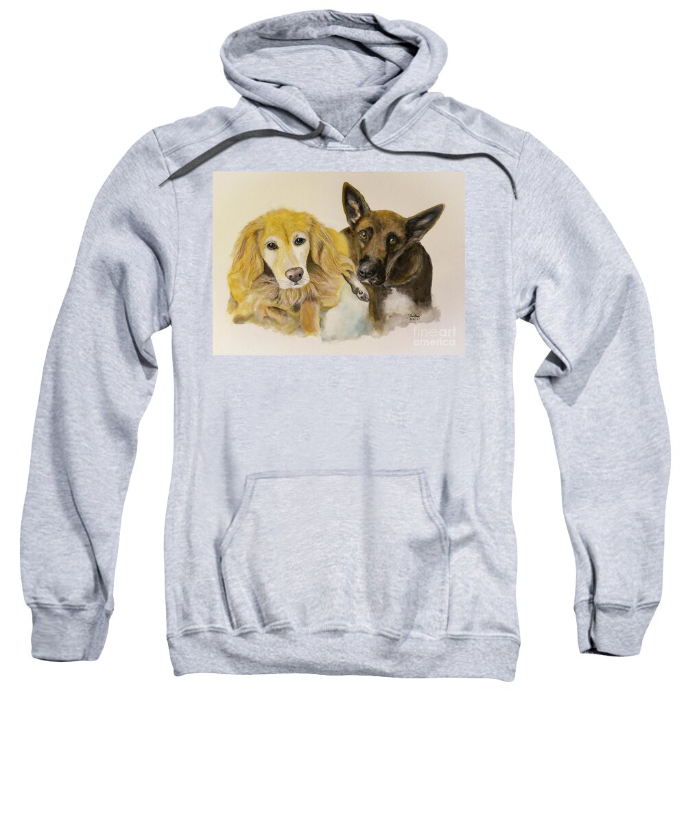 Dog Sweatshirt featuring the painting Who Rescued Who? by Shirley Dutchkowski