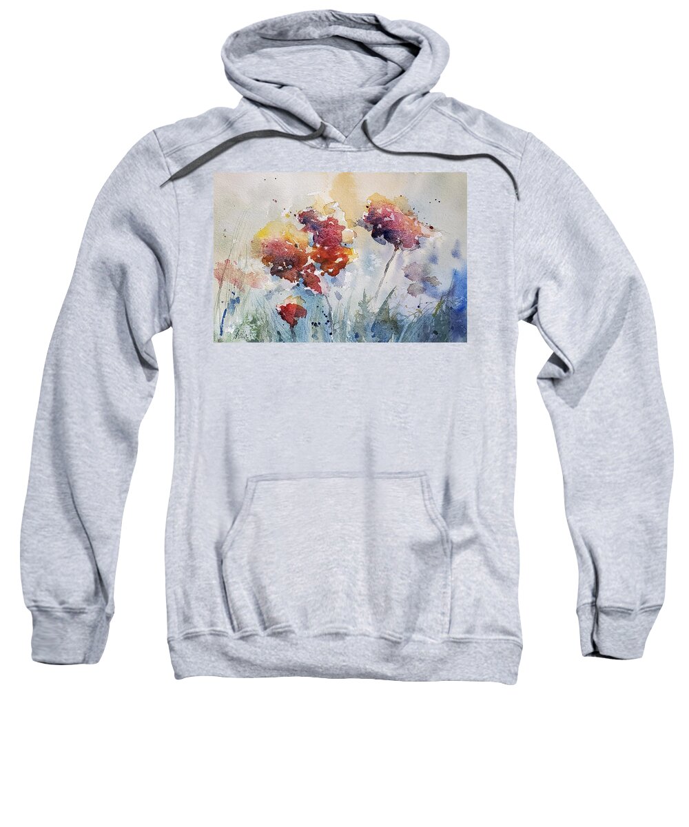 Floral Sweatshirt featuring the painting Wild Flowers by Sheila Romard