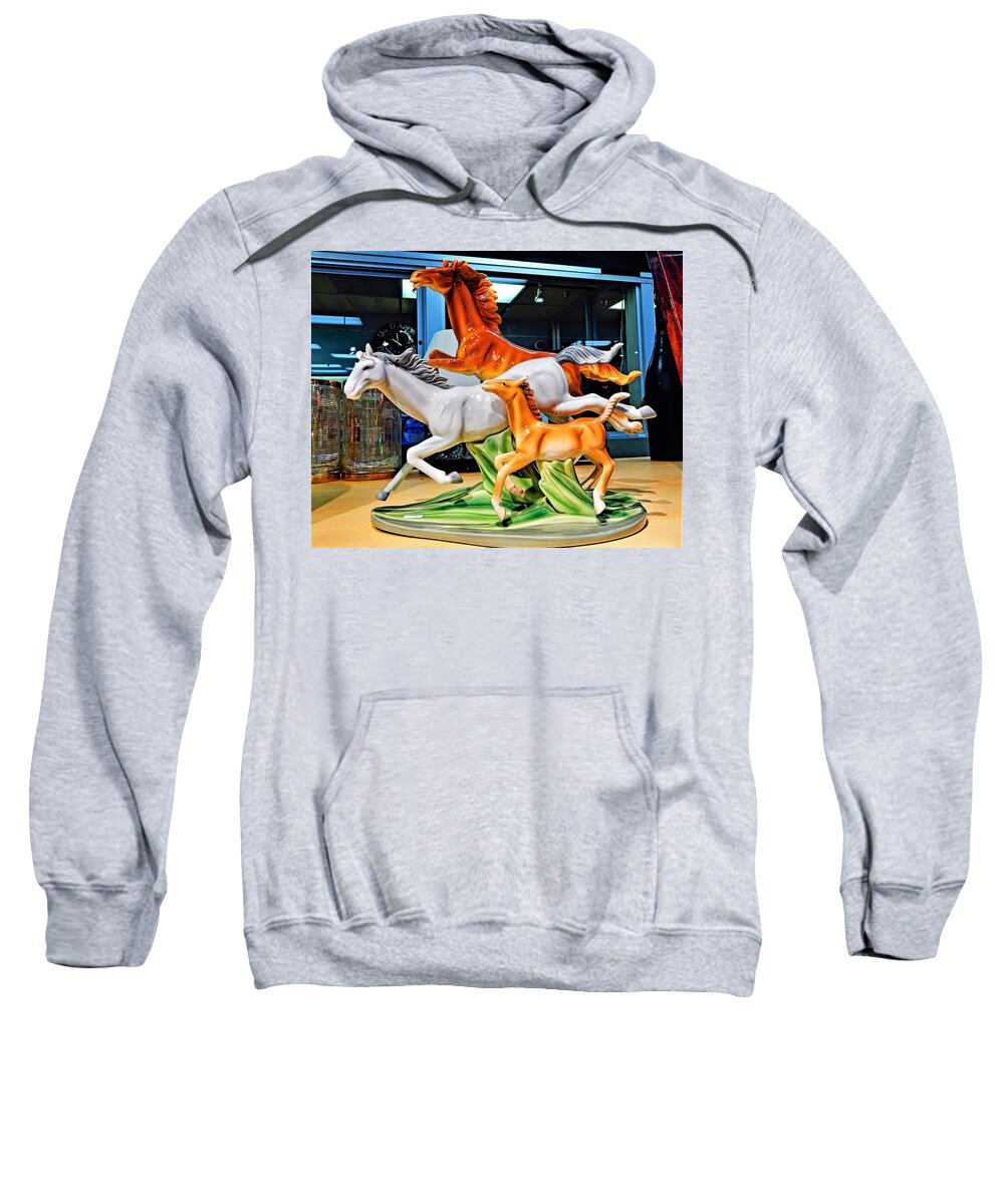 Horses Sweatshirt featuring the photograph Wild Horses Running Free by Andrew Lawrence