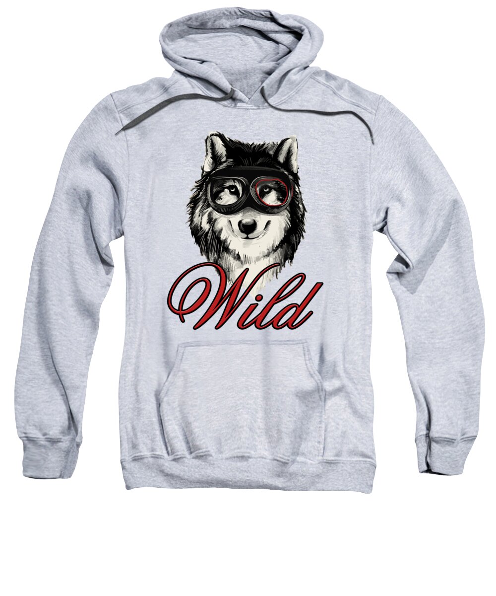 Animals Sweatshirt featuring the drawing Wild Wolf by Donald Lawrence