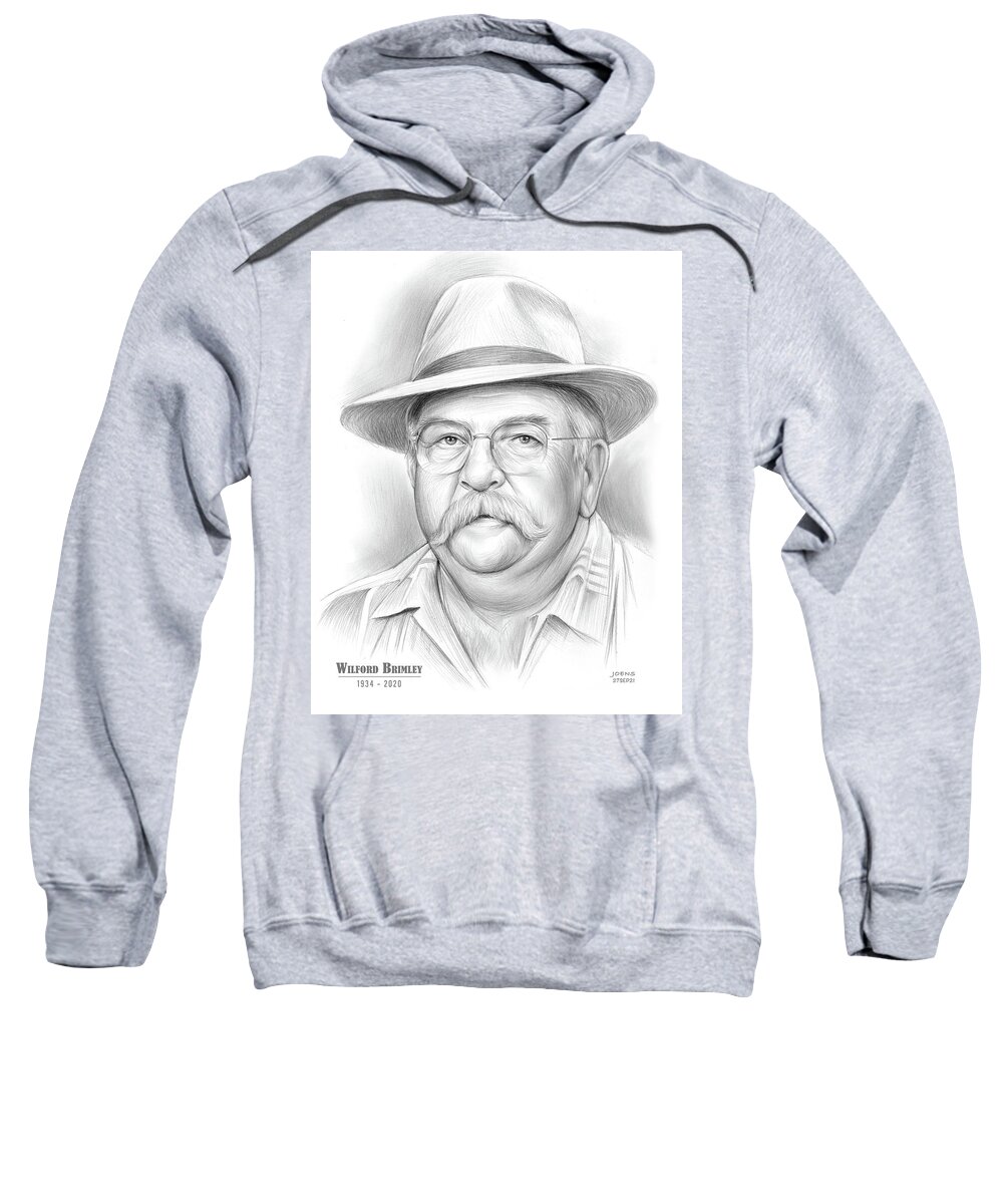 Wilford Brimley Sweatshirt featuring the drawing Wilford Brimley - pencil by Greg Joens