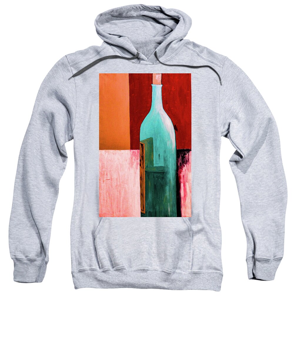 Wine Sweatshirt featuring the painting Wine Bottle by Ted Clifton