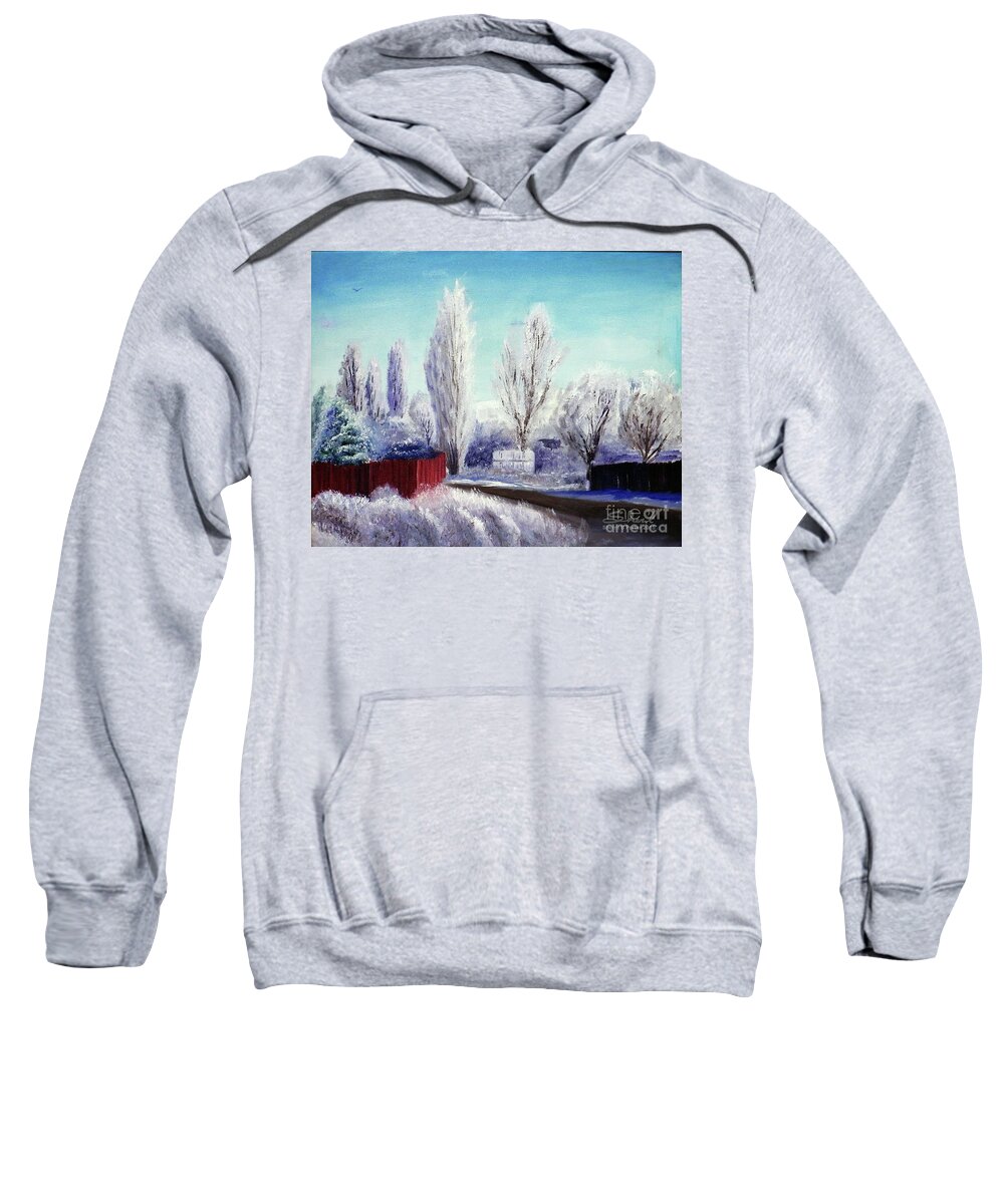 Sher'l Sweatshirt featuring the painting Winter at Bonanza by Sherril Porter