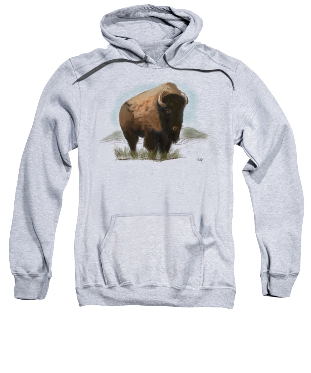 Bison Sweatshirt featuring the digital art With Wisdom He Watched by Doug Gist