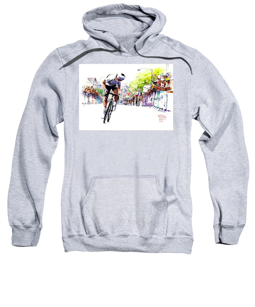 Le Tour De France Sweatshirt featuring the painting Wolf Attack Stage 1 TDF2021 by Shirley Peters