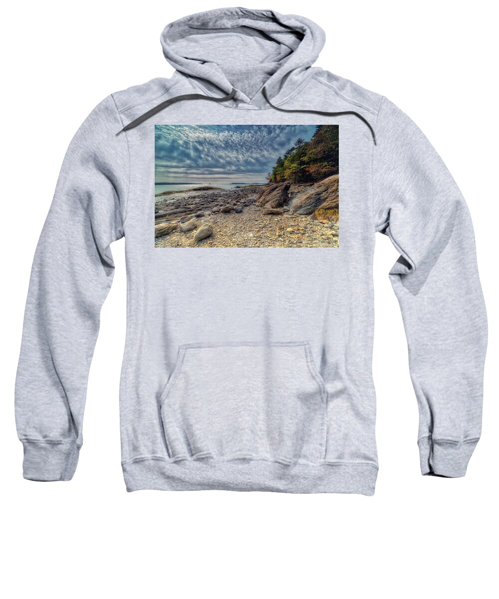 Freeport Maine Sweatshirt featuring the photograph Wolfe Neck Woods by Penny Polakoff