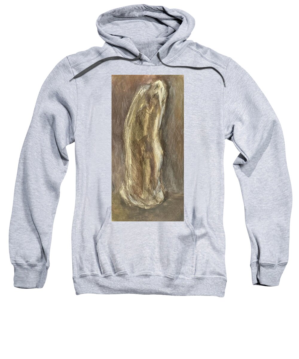 Pigments Sweatshirt featuring the drawing Wrapped Figure in Brown by David Euler