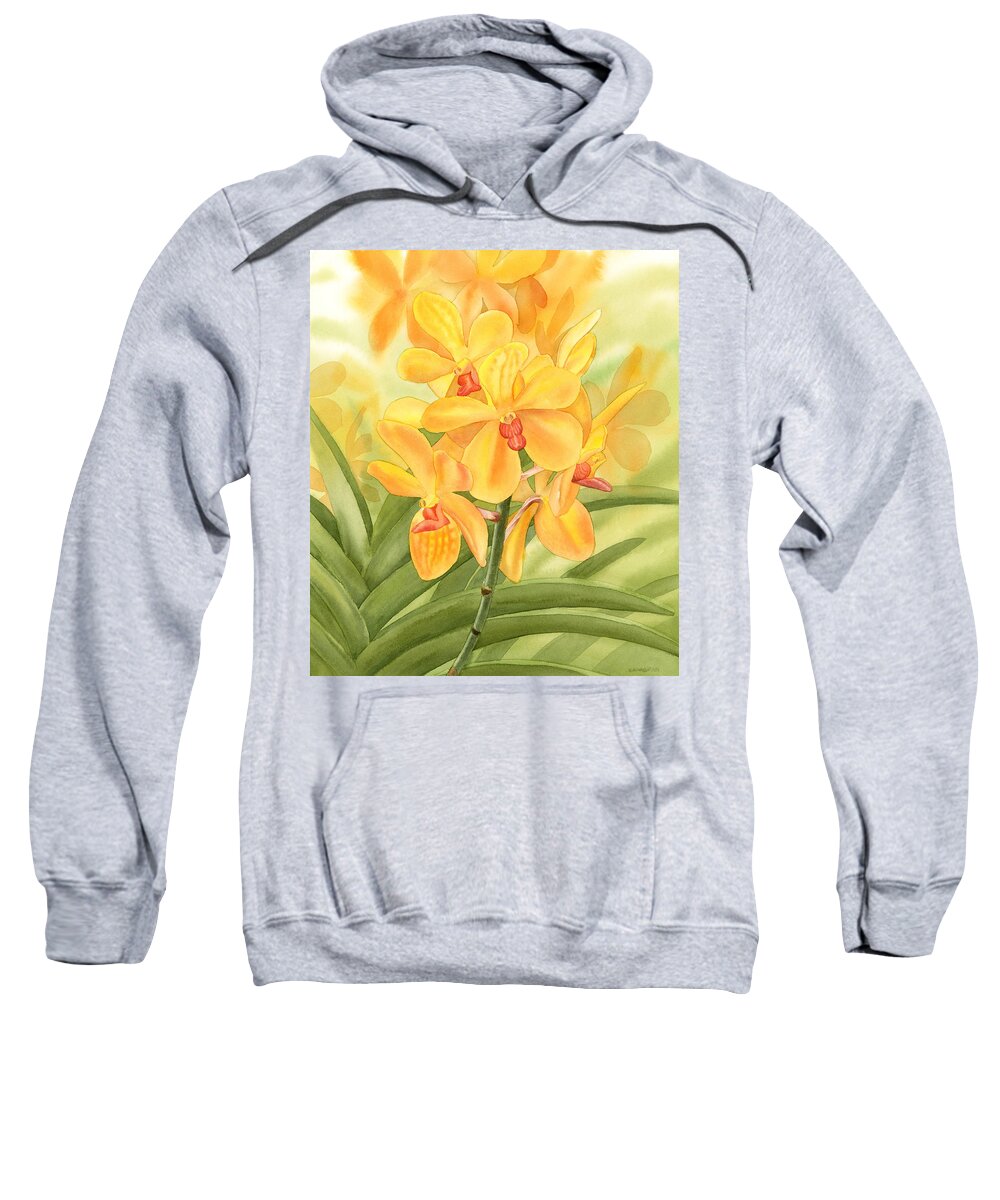 Yellow Sweatshirt featuring the painting Yellow Orchid by Espero Art