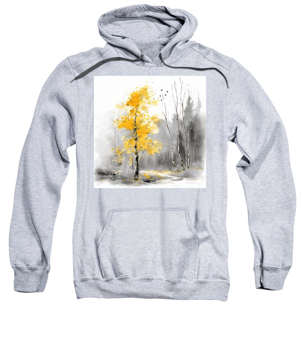 Yellow Sweatshirt featuring the painting Yellow Whisper by Lourry Legarde