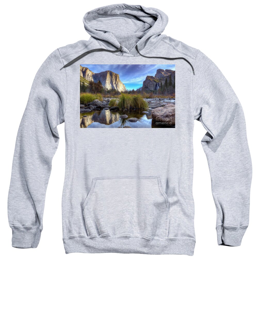 Yosemite National Park Reflections Of El Capitan In The Merced River Sweatshirt featuring the photograph Yosemite National Park Reflections of El Capitan in the Merced River by Dustin K Ryan