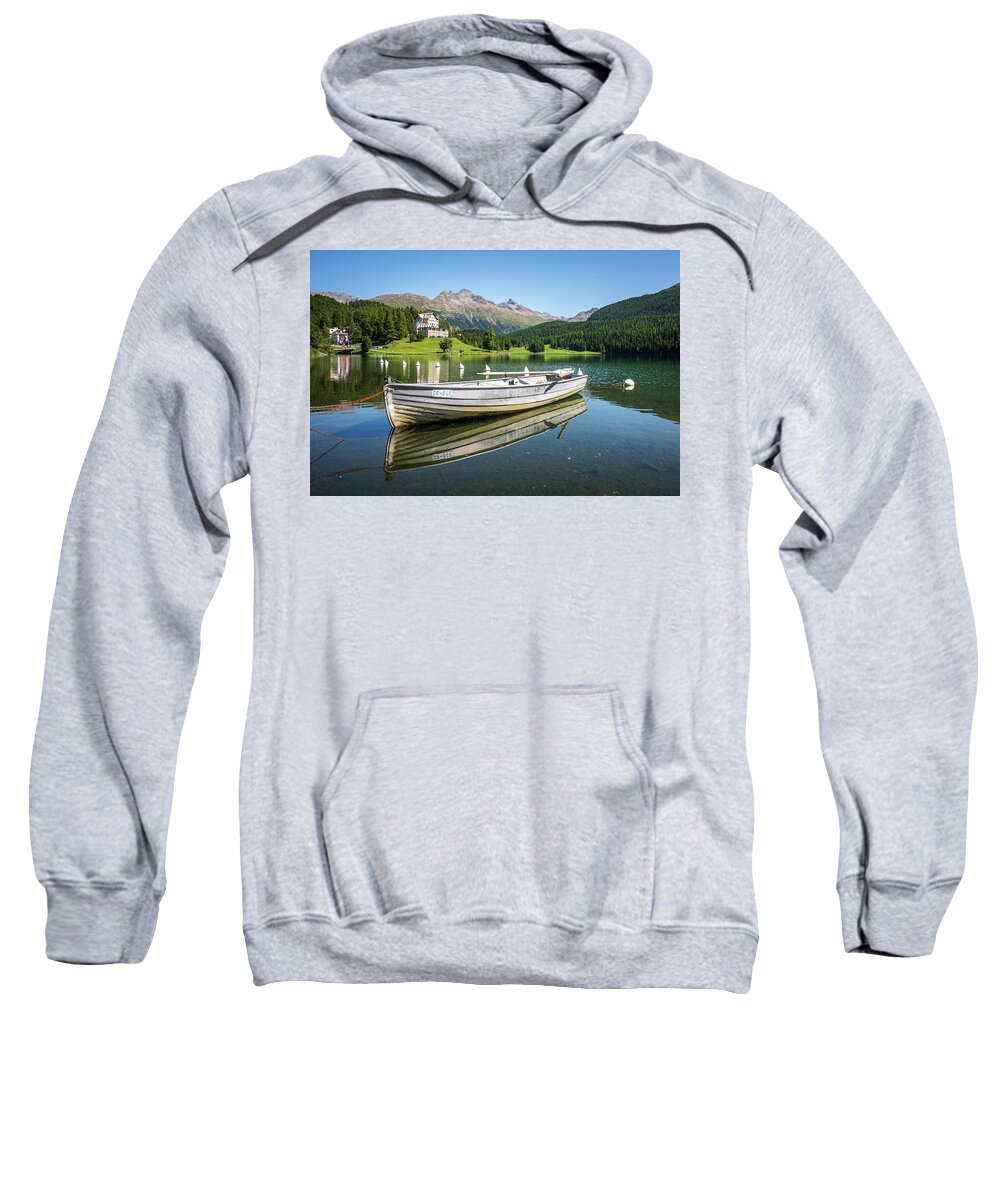 St Moritz Sweatshirt featuring the photograph Lake St. Moritz reflections by Robert Miller