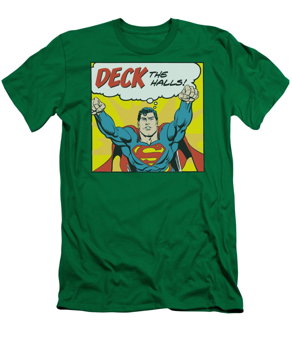 Superman T-Shirt featuring the digital art Dc - Deck The Halls by Brand A