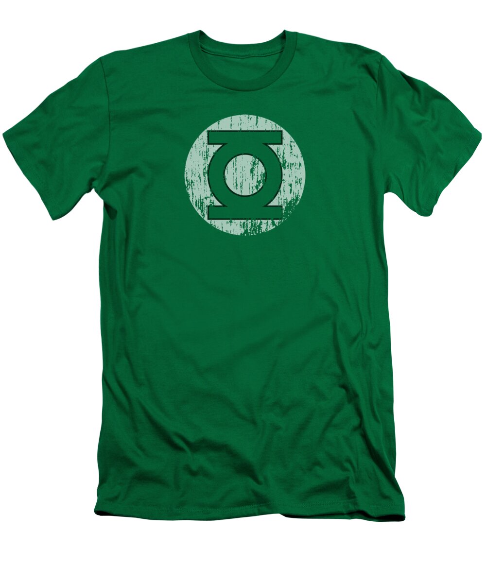 Green Lantern T-Shirt featuring the digital art Dc - Distressed Lantern Logo by Brand A