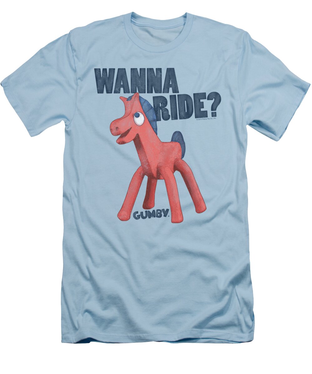 Gumby T-Shirt featuring the digital art Gumby - Wanna Ride by Brand A