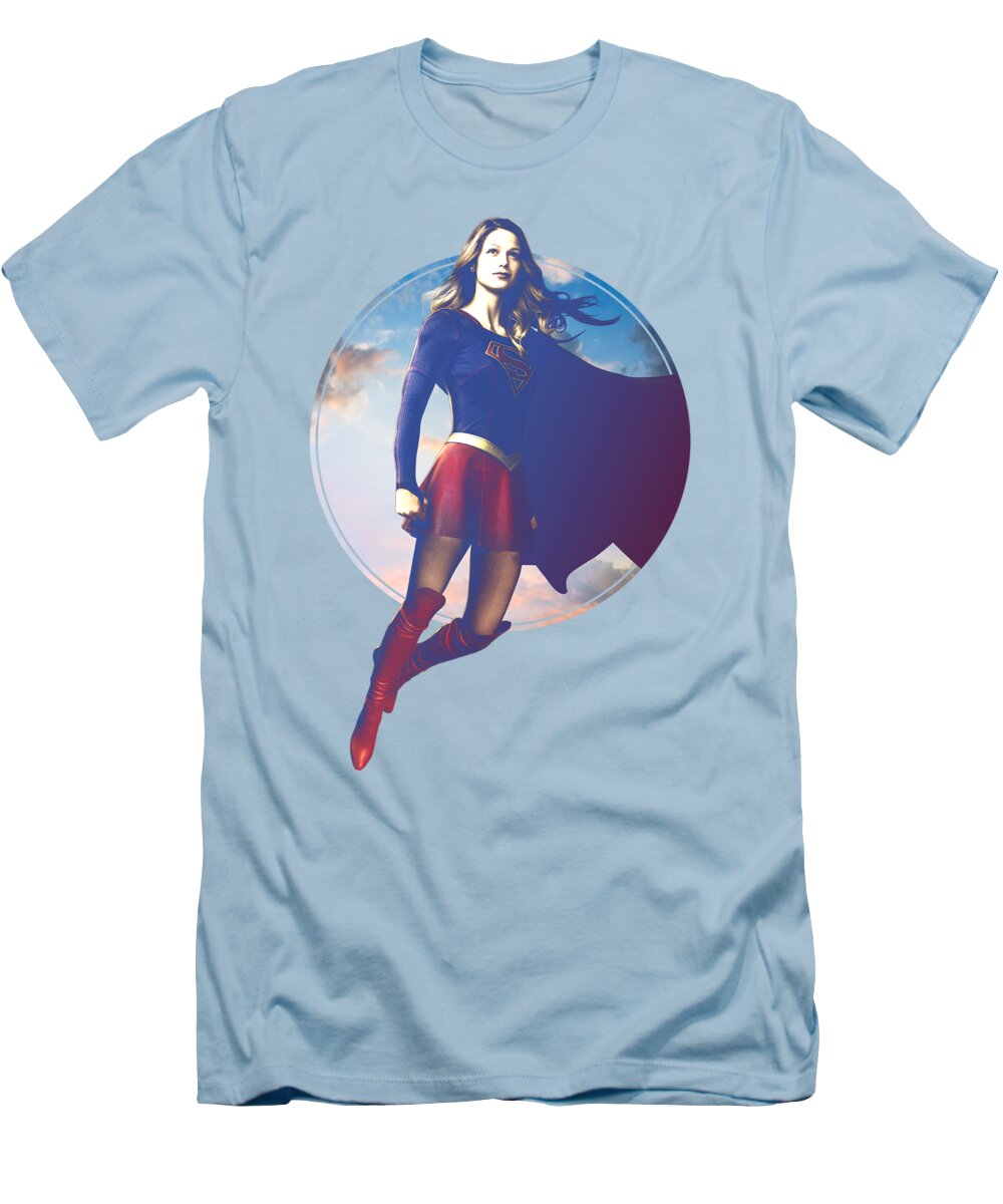  T-Shirt featuring the digital art Supergirl - Cloudy Circle by Brand A