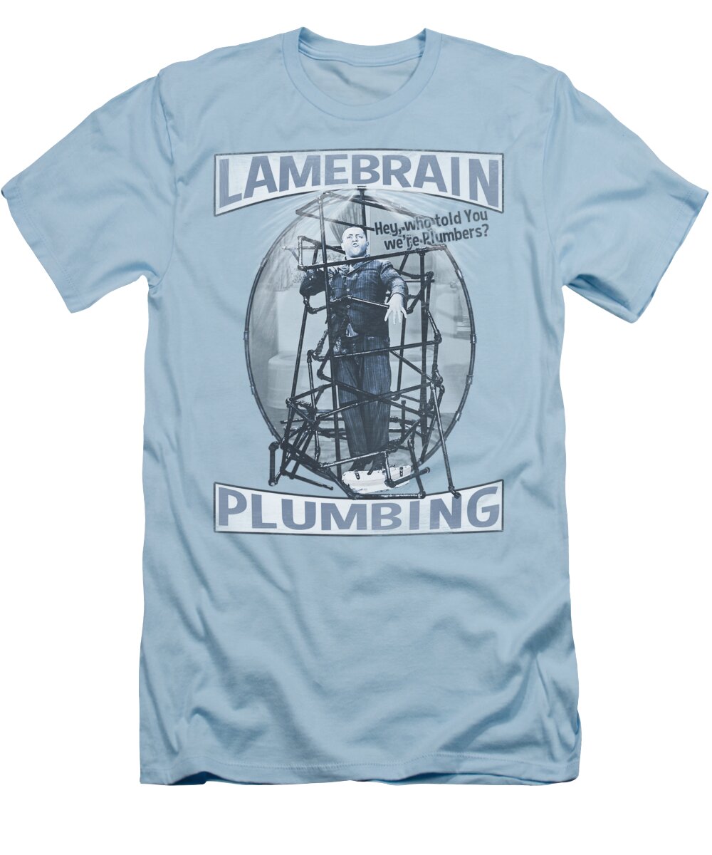 The Three Stooges T-Shirt featuring the digital art Three Stooges - Lanebrain Plumbing by Brand A
