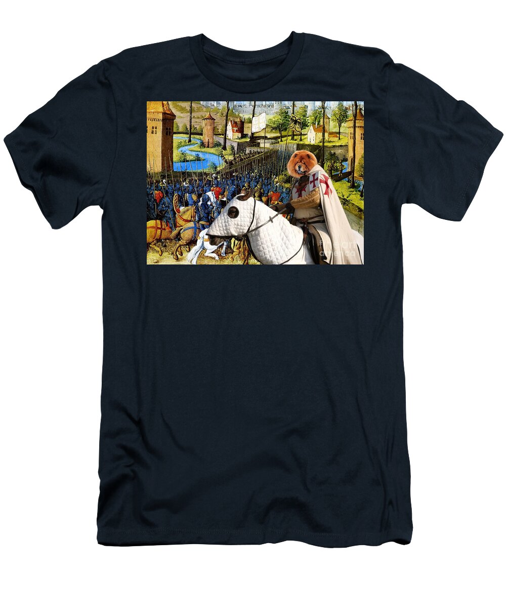 Chow Chow T-Shirt featuring the painting Chow Chow Print Crusader by Sandra Sij