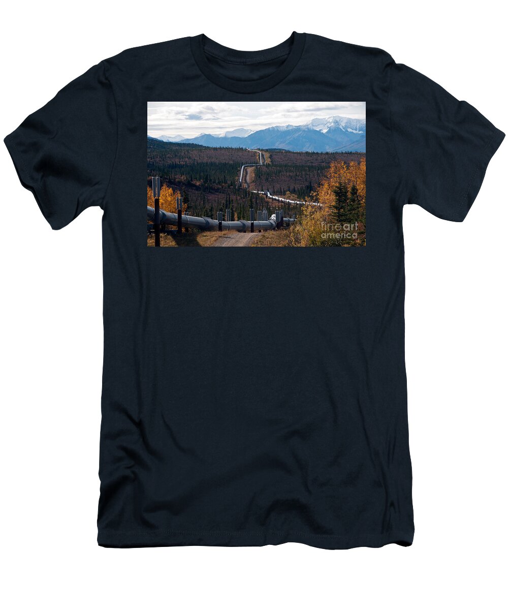 Nature T-Shirt featuring the photograph Alaska Oil Pipeline by Mark Newman