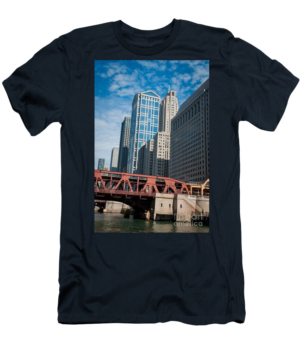 Chicago Downtown T-Shirt featuring the photograph Bridge over the Chicago River by Dejan Jovanovic